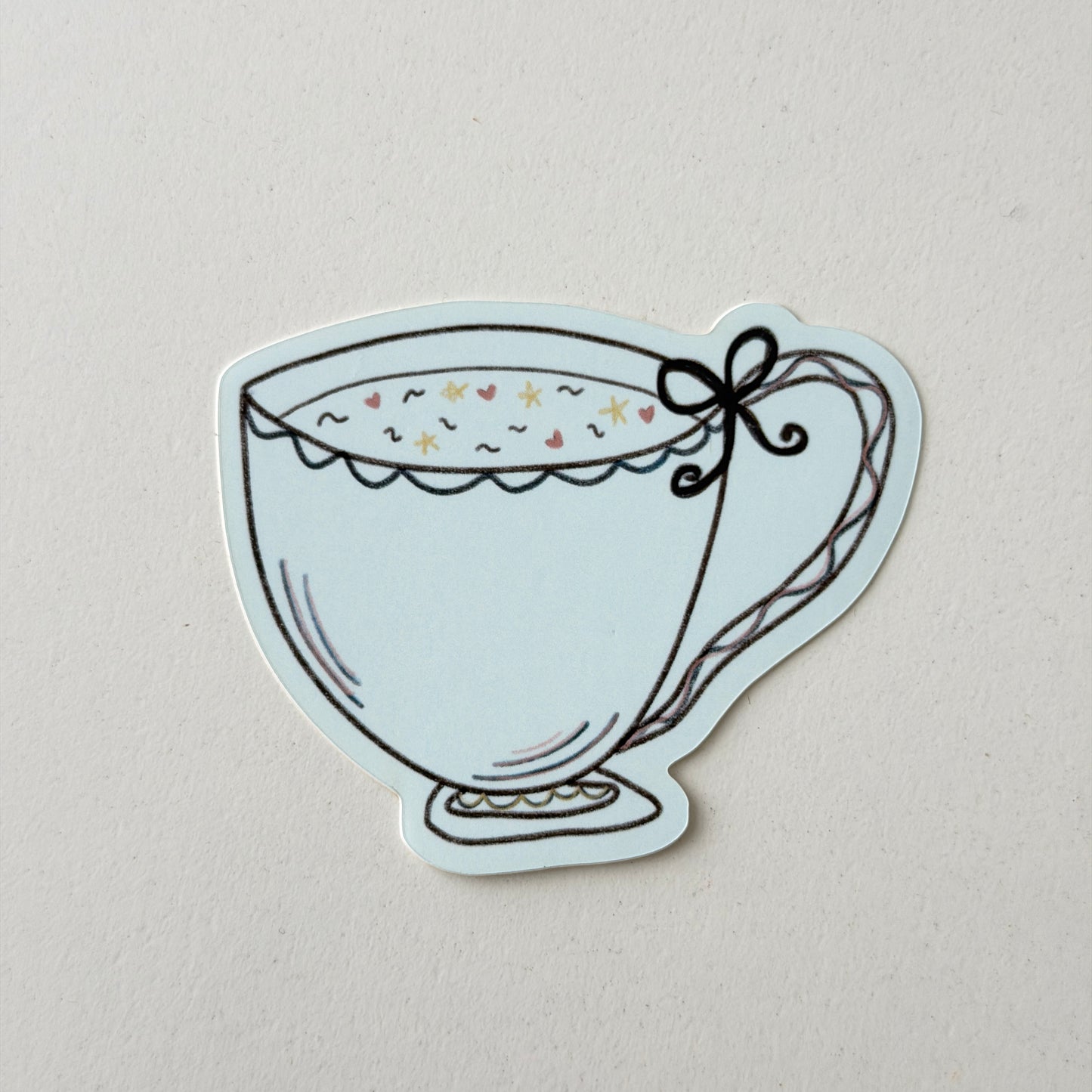 Blue Tea Cup Mug Waterproof Vinyl Sticker