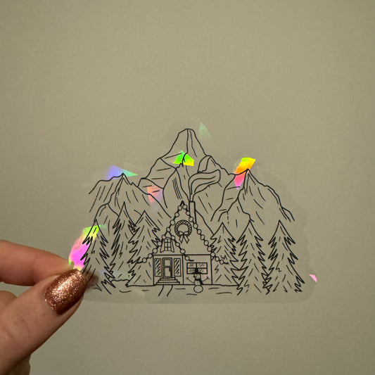 Winter Cottage Suncatcher Rainbow Window Decal