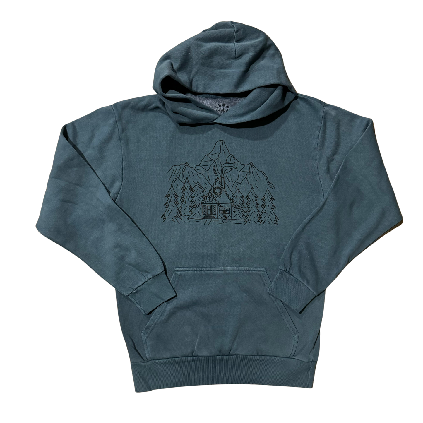 Dark Blue Winter Cottage Premium Hoodie