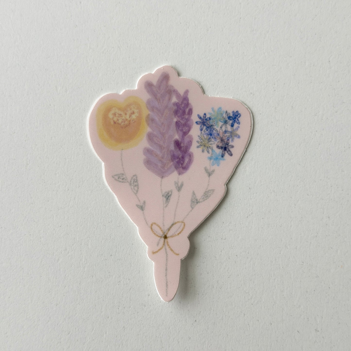 Peachy Watercolor Flower Bouquet Waterproof Vinyl Sticker