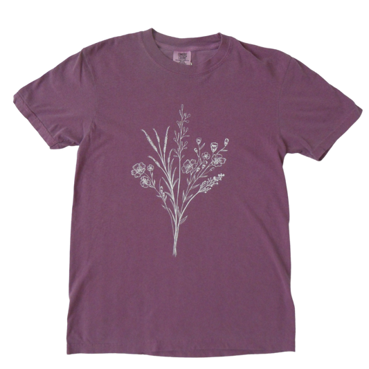 Petals in Bloom - Berry Plum Purple Wildflower T-shirt