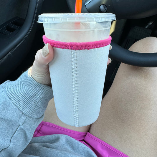 *(1) FREE ORDERS $50+* Keep On Dancing Pink & Cream Iced Coffee Sleeve