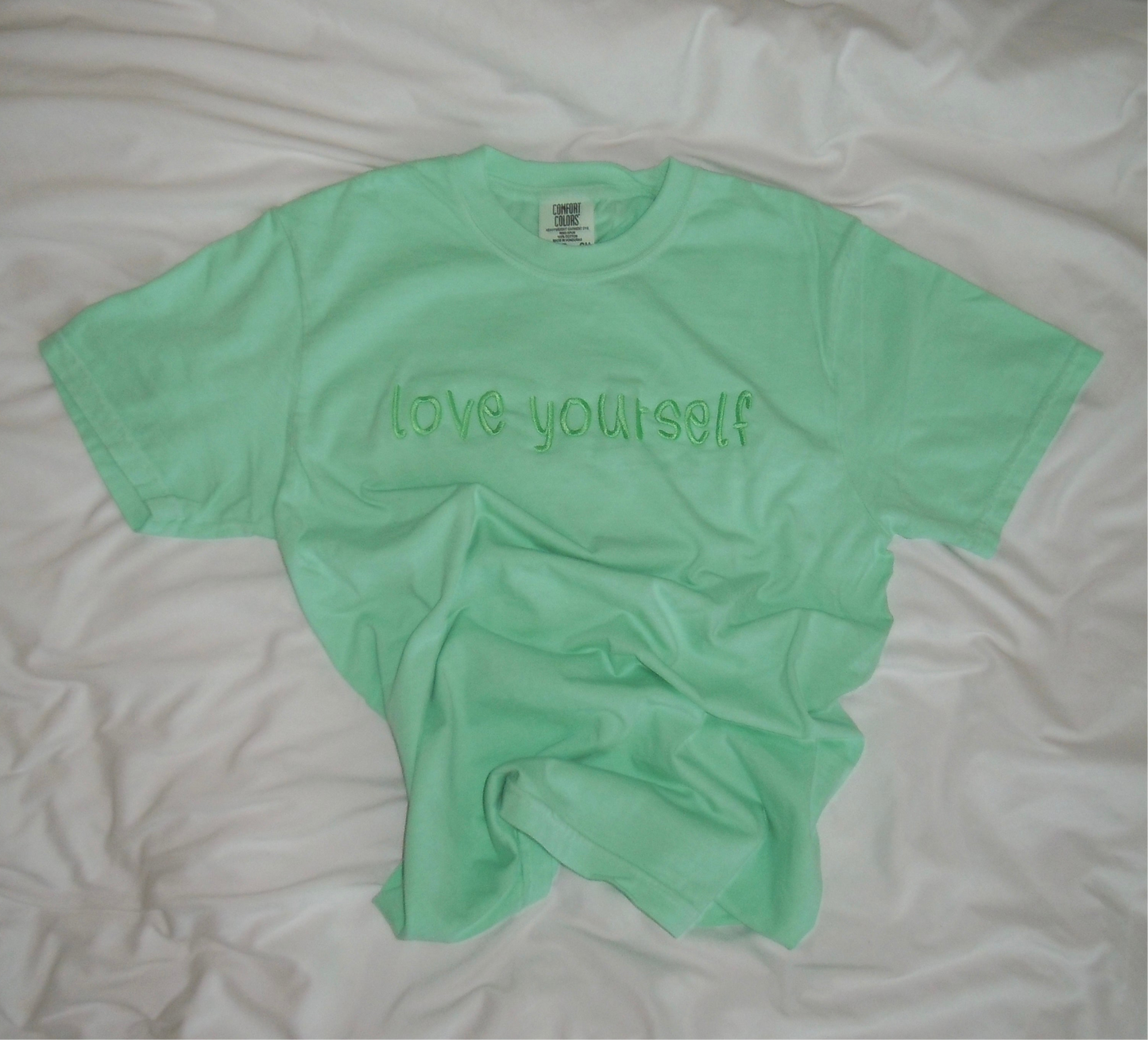 Costal Island Reef Bright Green Embroidered Love Yourself T-shirt