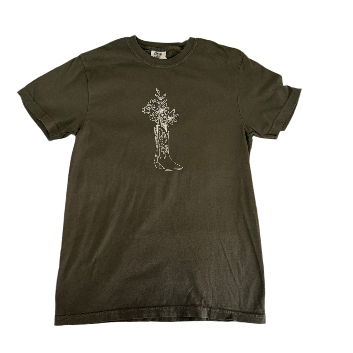 Green Wildflower Cowboy Boot Bouquet T-Shirt