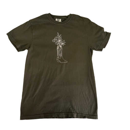 Green Wildflower Cowboy Boot Bouquet T-Shirt