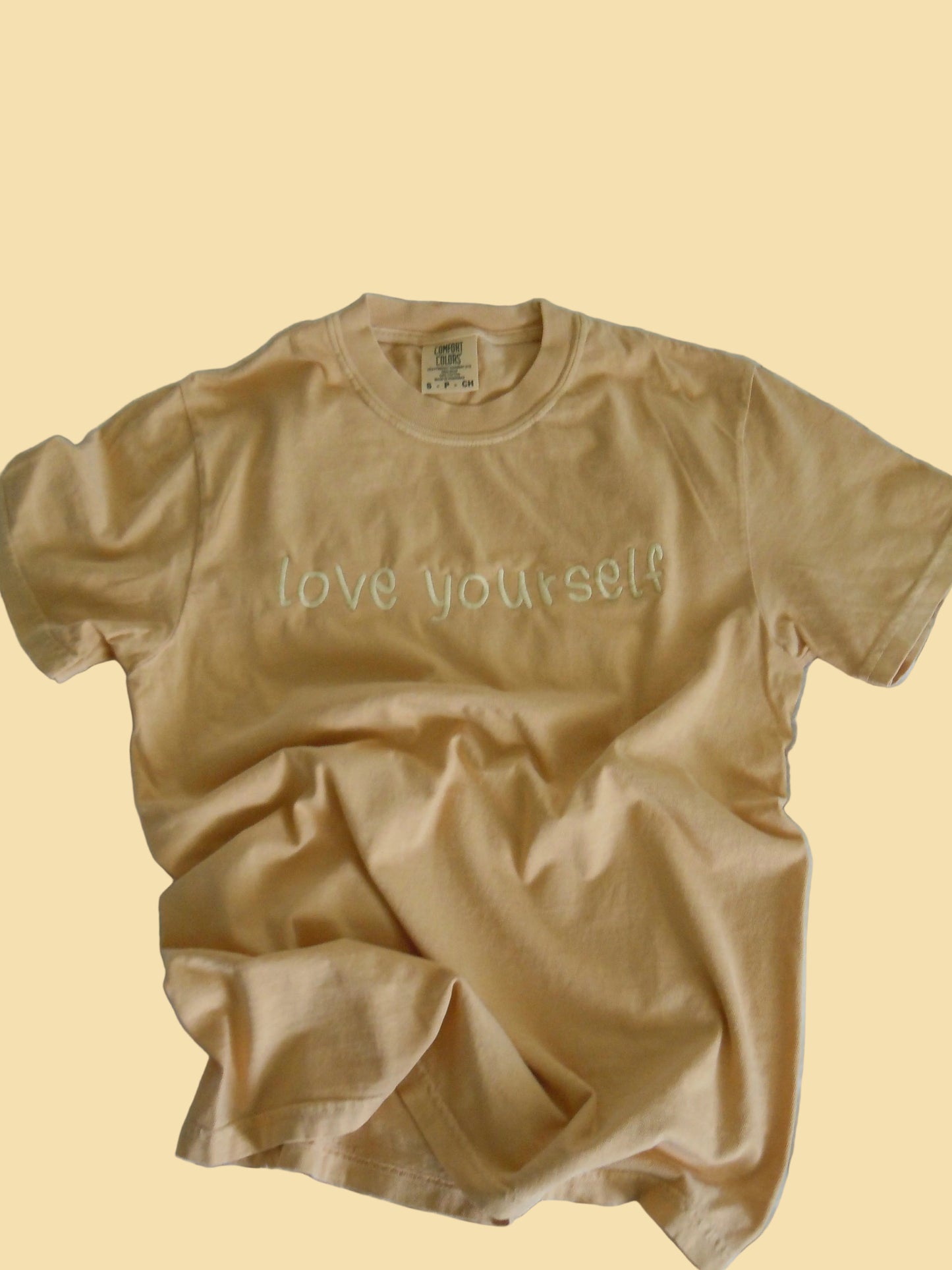 Sunshine Yellow Embroidered Love Yourself T-shirt