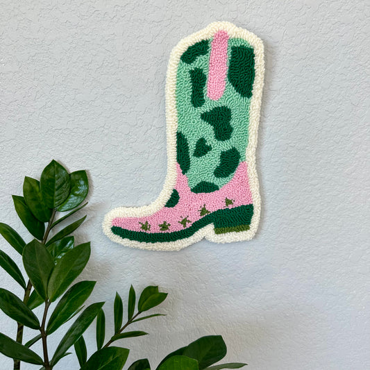 Green Pink Boot Wall Hanging