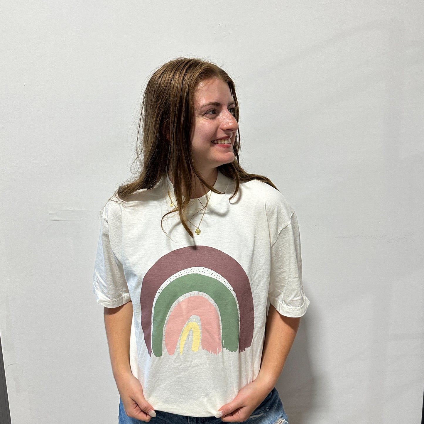 Signature & Summer Rainbow Sustainably Made Cream T-Shirt