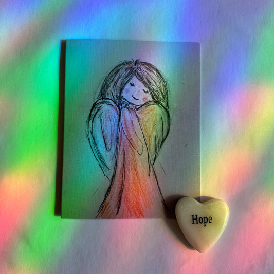 Peaceful Angel & Lovely Lake Reflections Original Set of Two Greeting Cards with White Envelopes