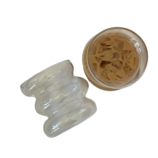 Wavy Asymmetrical Bubble Glass Cup