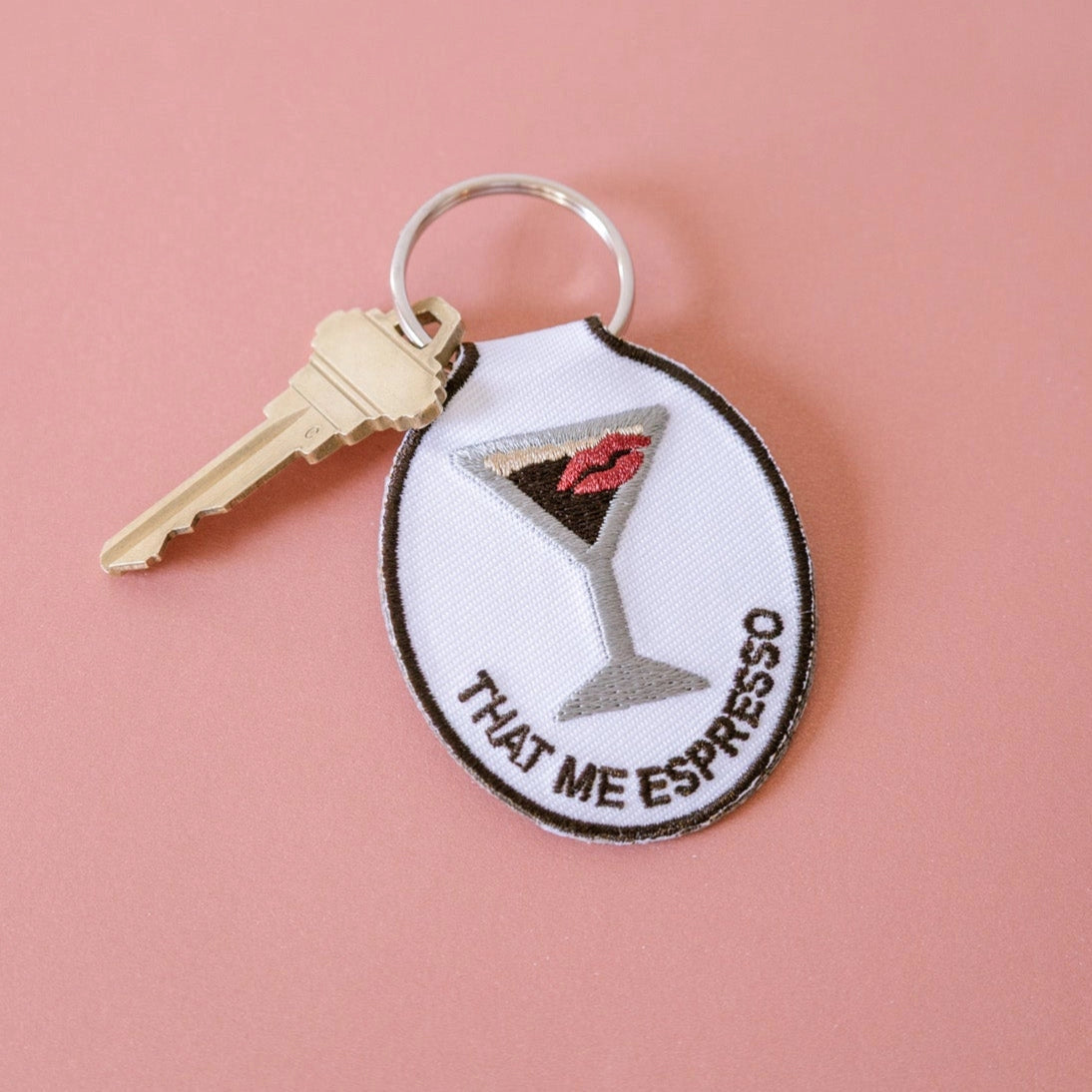 Espresso Embroidered Keychain