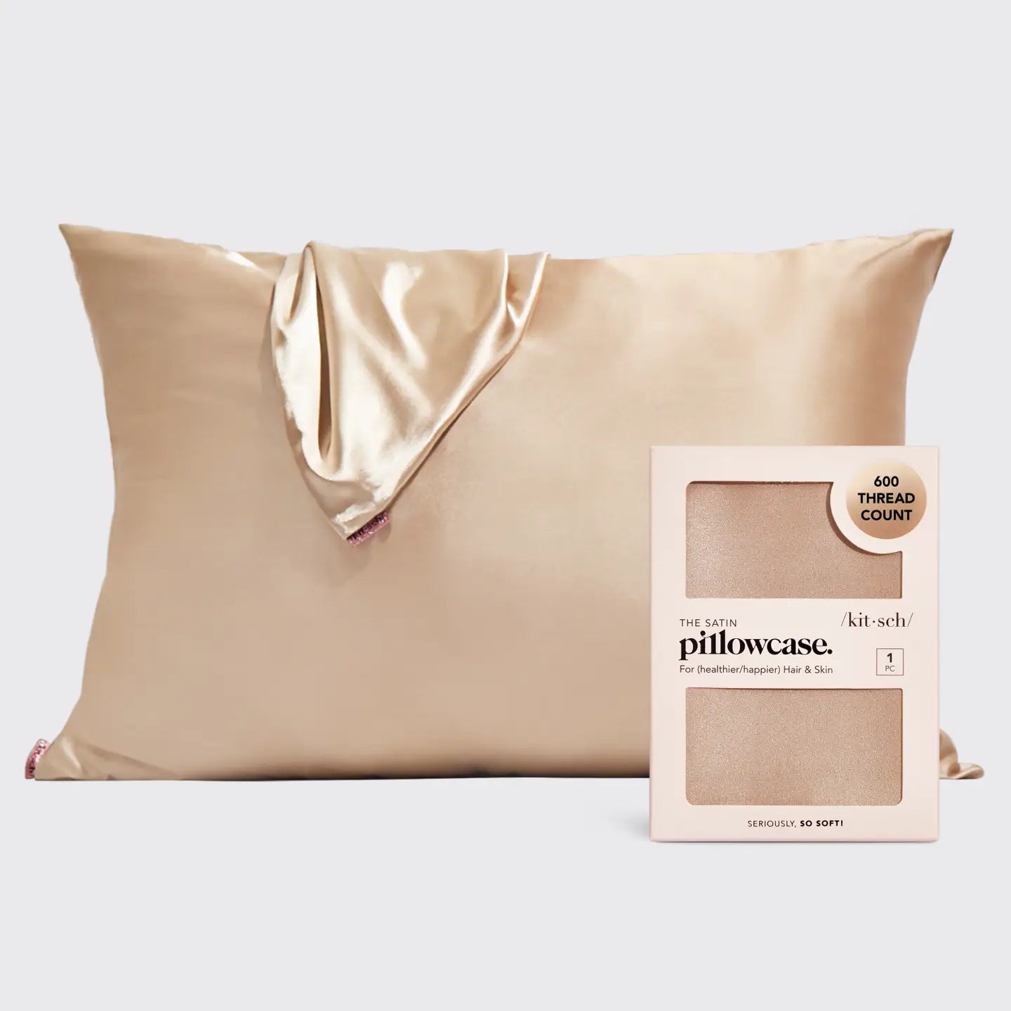 Champagne Satin Pillowcase (1) Queen
