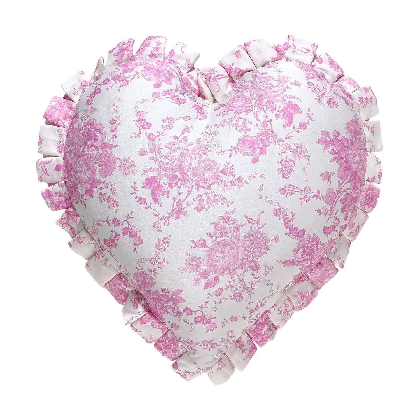Heart Ruffle Pink Throw Pillow