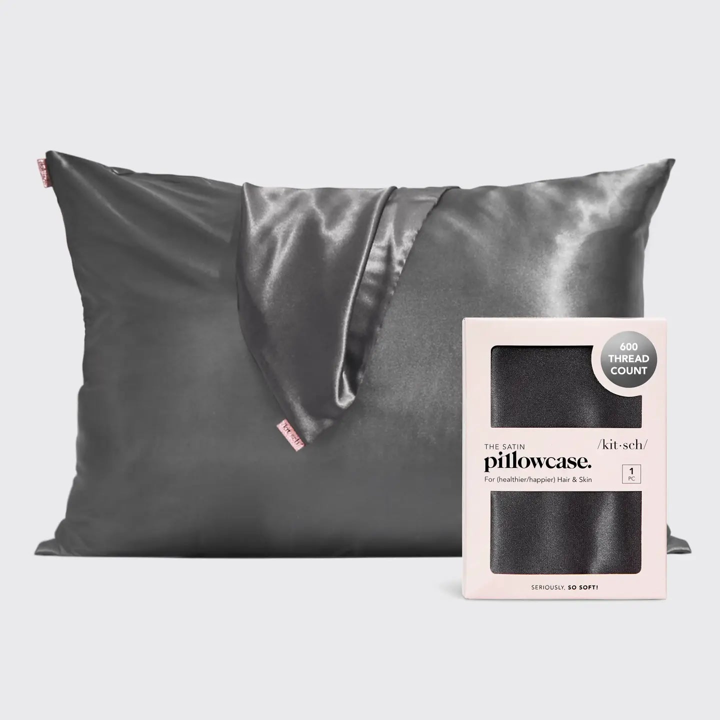 Charcoal Satin Pillowcase (1) Queen