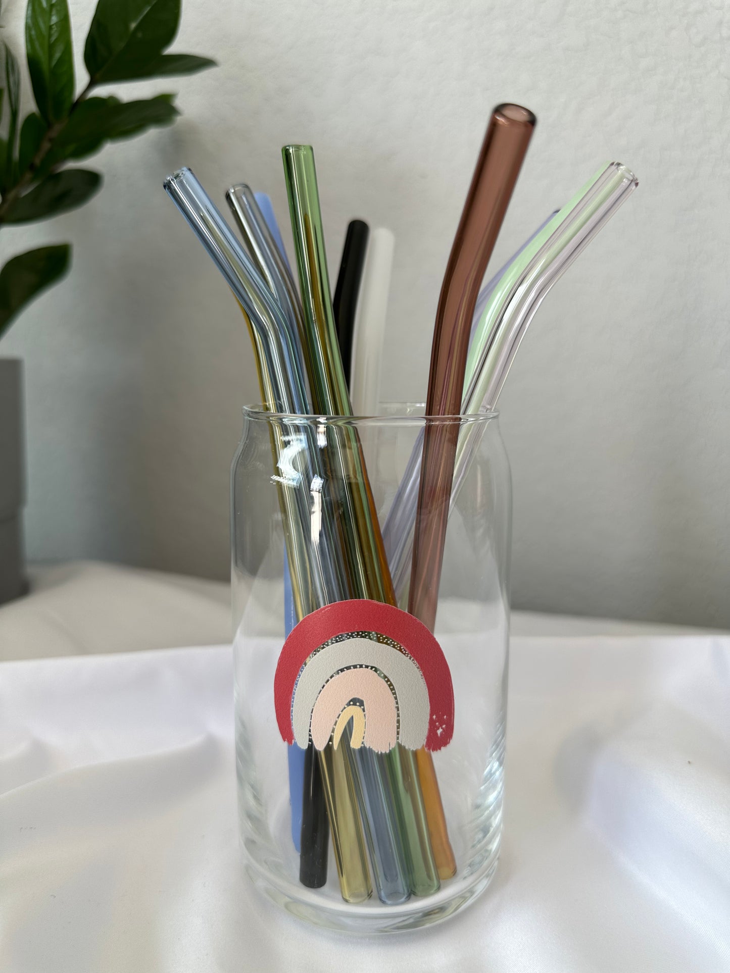 Colorful Reusable Glass Straws 8in