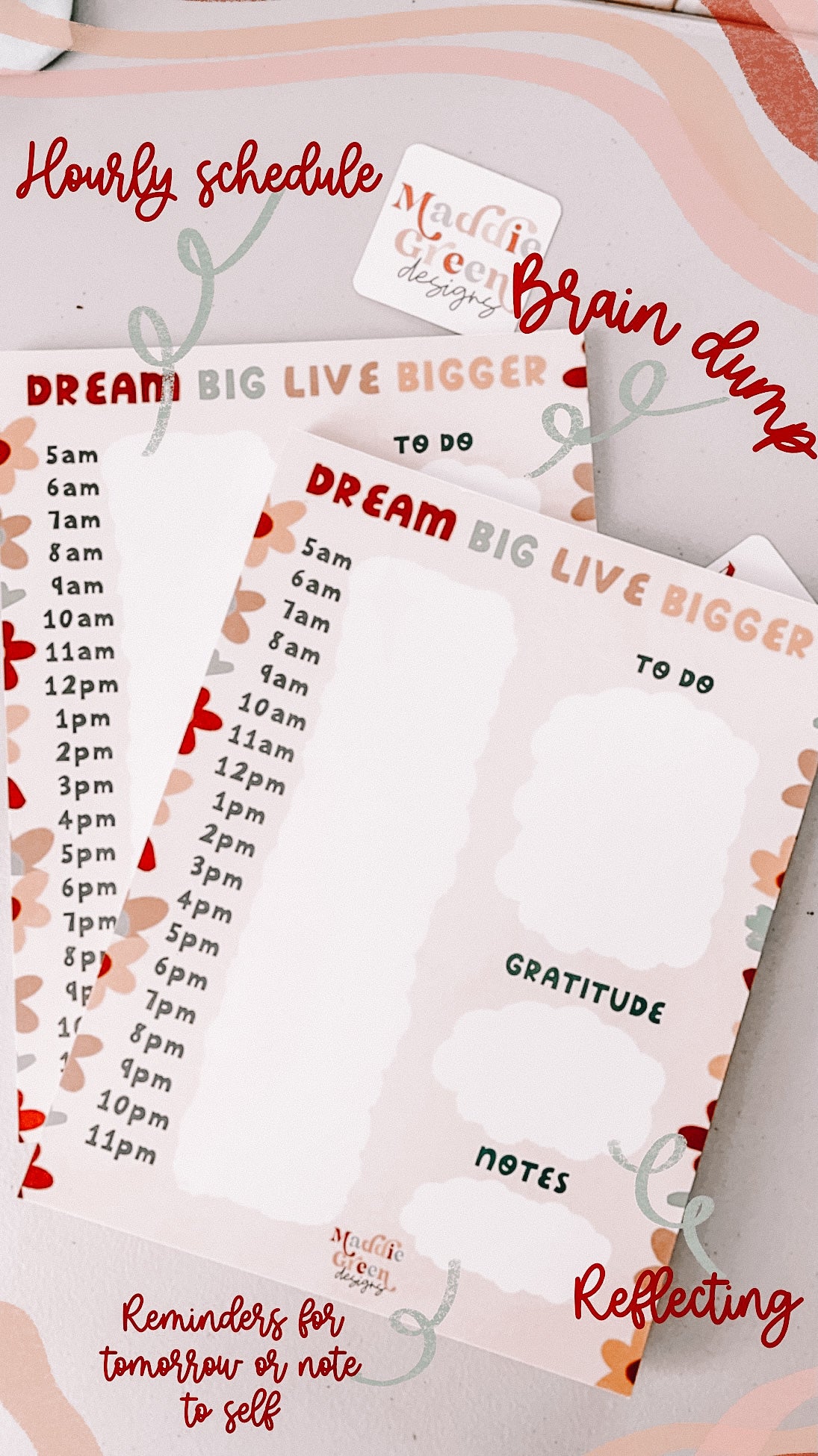 Jumbo Daily Planner Notepad Dream Big Live Bigger