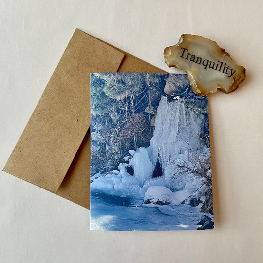 Frozen Waterfall of Abundance Original Photography Greeting Card with Kraft Envelope