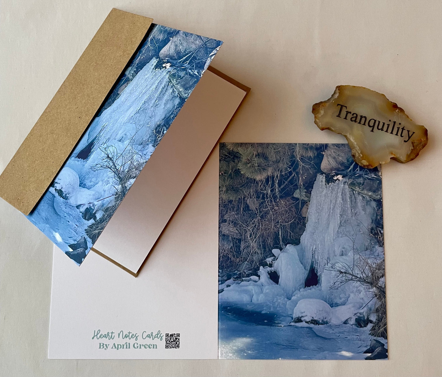 Frozen Waterfall of Abundance Original Photography Greeting Card with Kraft Envelope