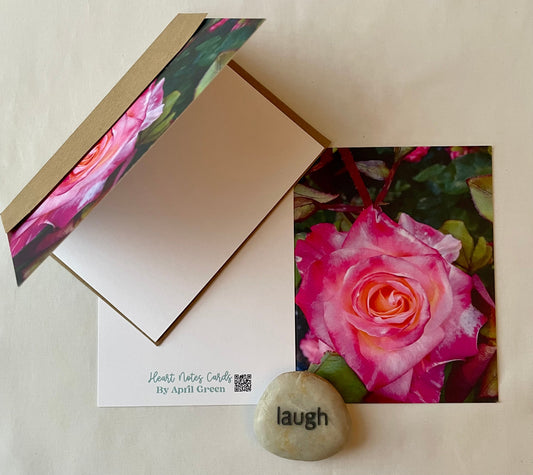 Fantastic Fuchsia Pink Rose Original Photography Greeting Card with Kraft Envelope