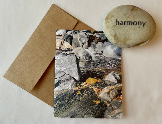 Gentle Waterfall with Stream Original Photography Greeting Card with Kraft Envelope