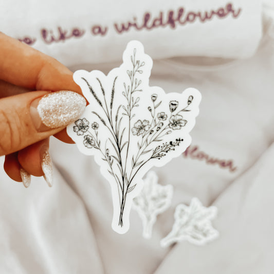 Black Wildflower Waterproof Vinyl Sticker