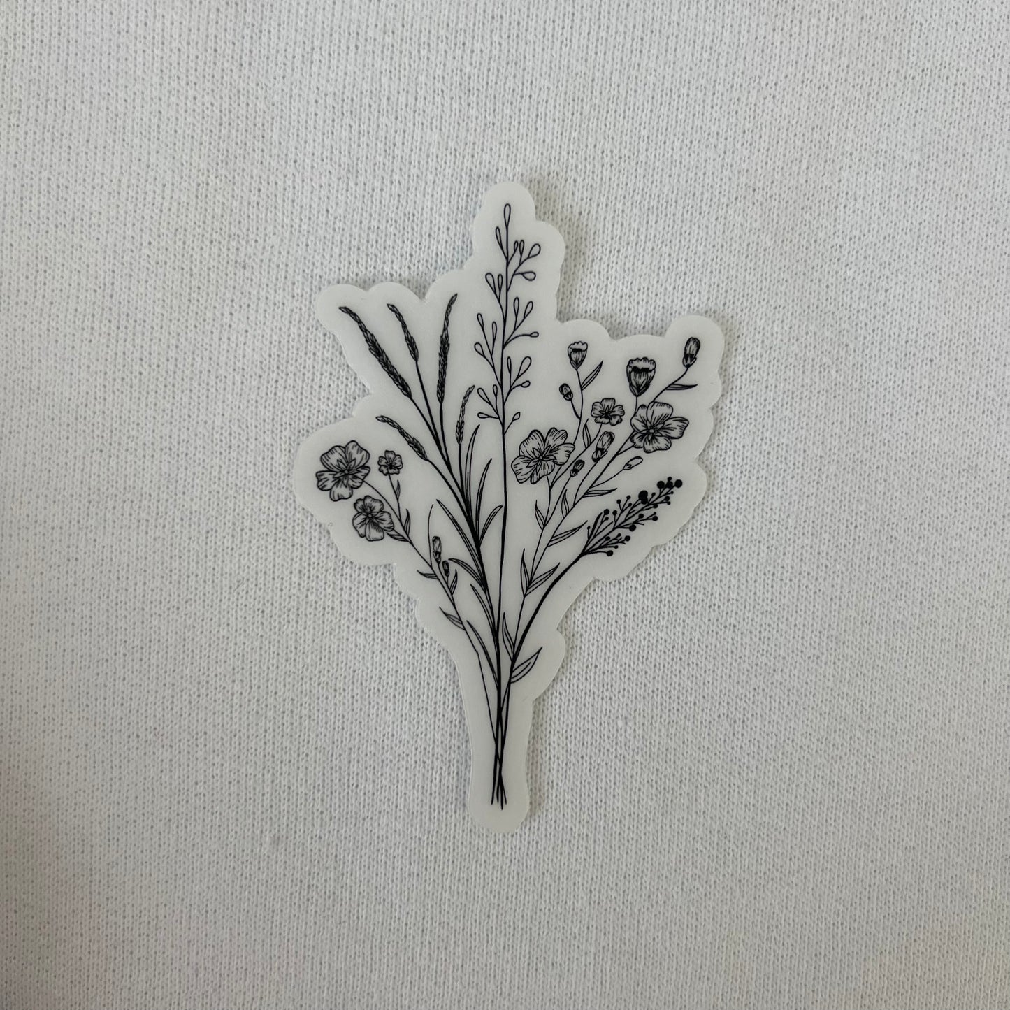 Black Wildflower Waterproof Vinyl Sticker