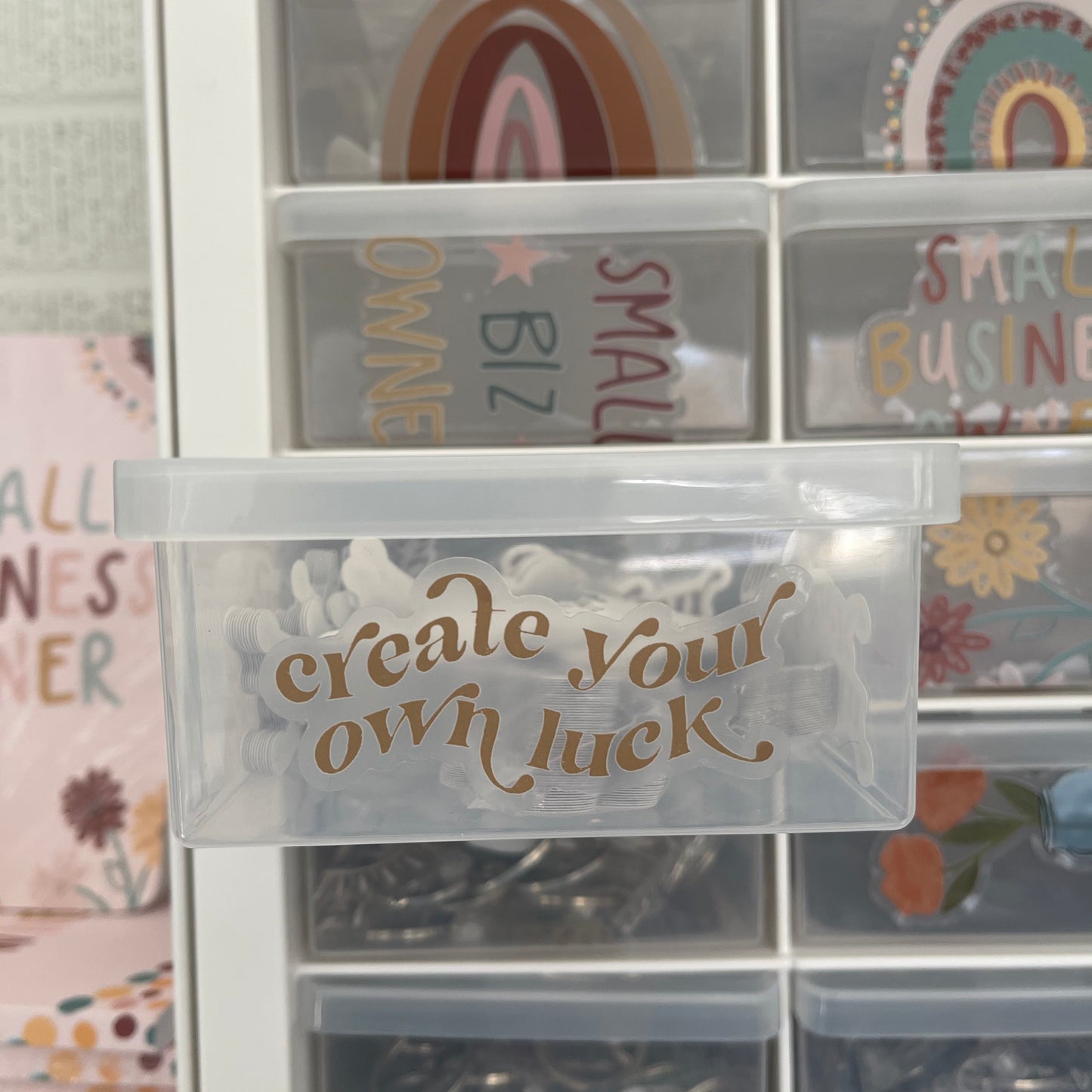 CLEAR Create Your Own Luck Waterproof Vinyl Sticker