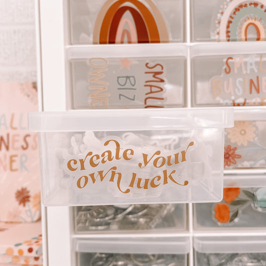 CLEAR Create Your Own Luck Waterproof Vinyl Sticker