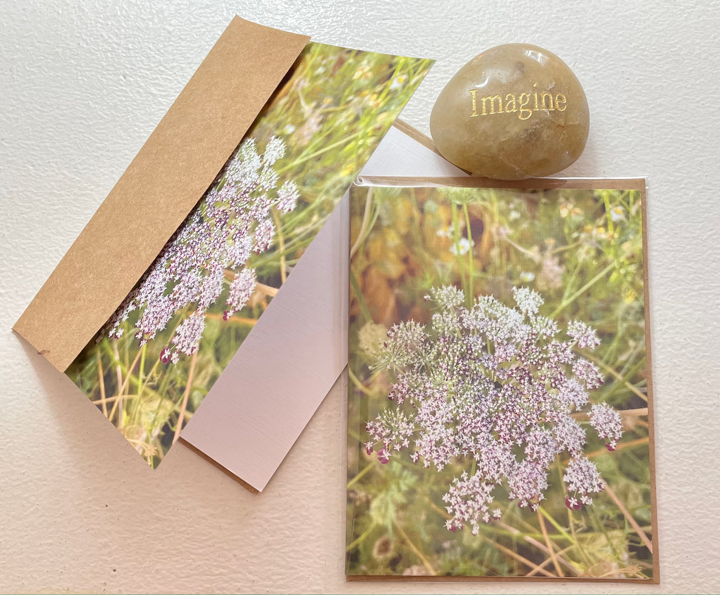 Delicate Lace Flower Single Nature Photography Greeting Card with Kraft Envelope