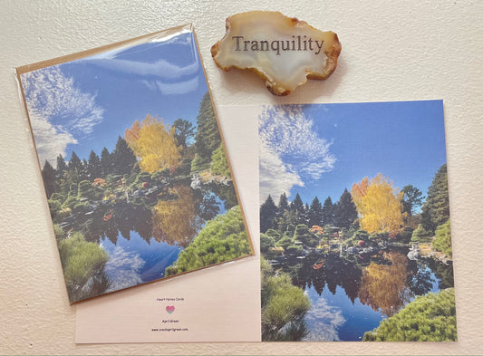 Reflections Japanese Gardens Original Nature Photography Single Greeting Card with Kraft Envelope