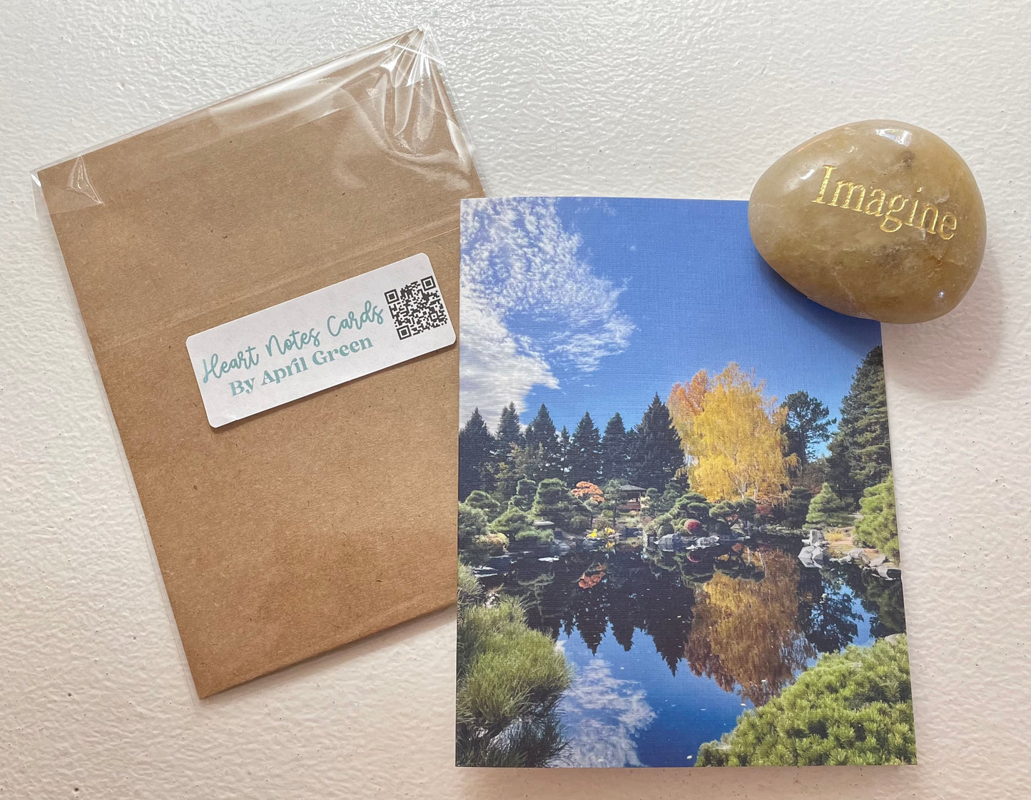 Reflections Japanese Gardens Original Nature Photography Single Greeting Card with Kraft Envelope