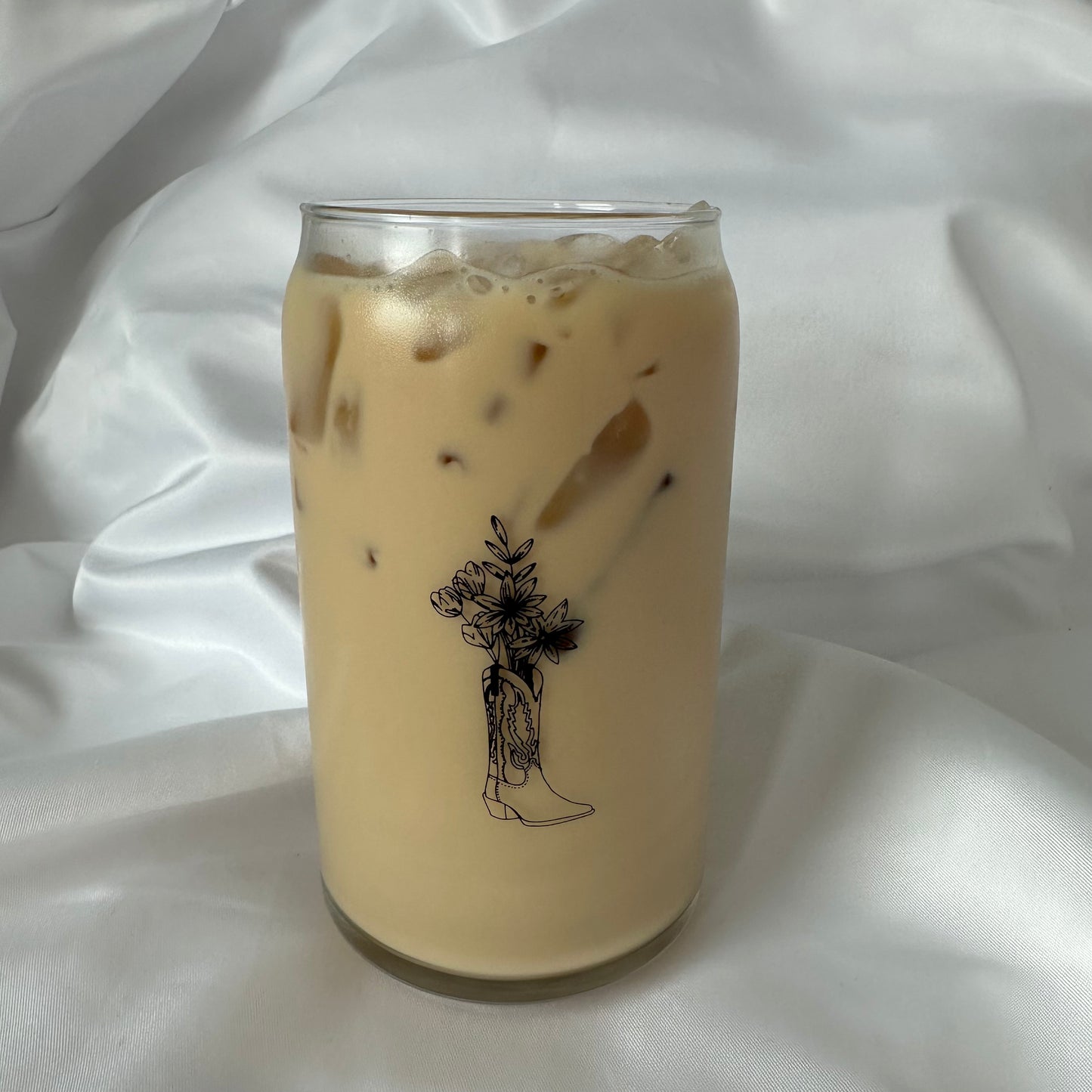 Wildflower Cowboy Boot Glass Can Cup