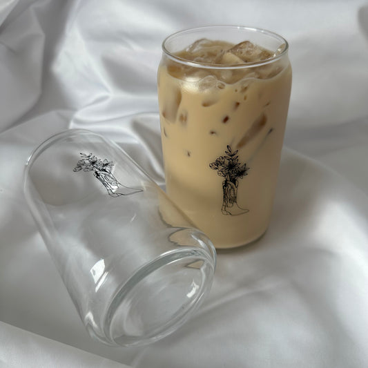 Wildflower Cowboy Boot Glass Can Cup