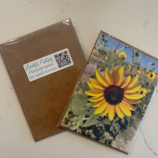Sunflower Field Greeting Card With Kraft Envelope