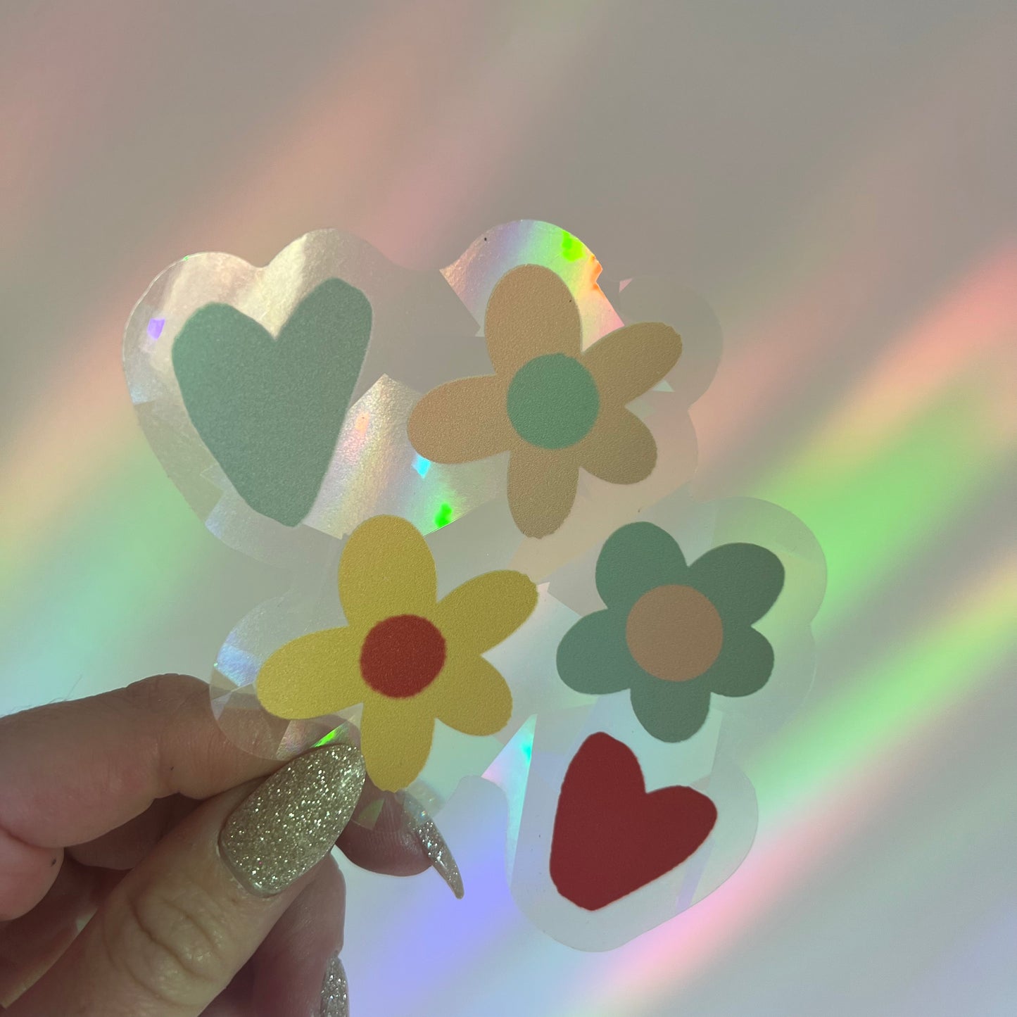 Heart Doodles Suncatcher Rainbow Window Decal