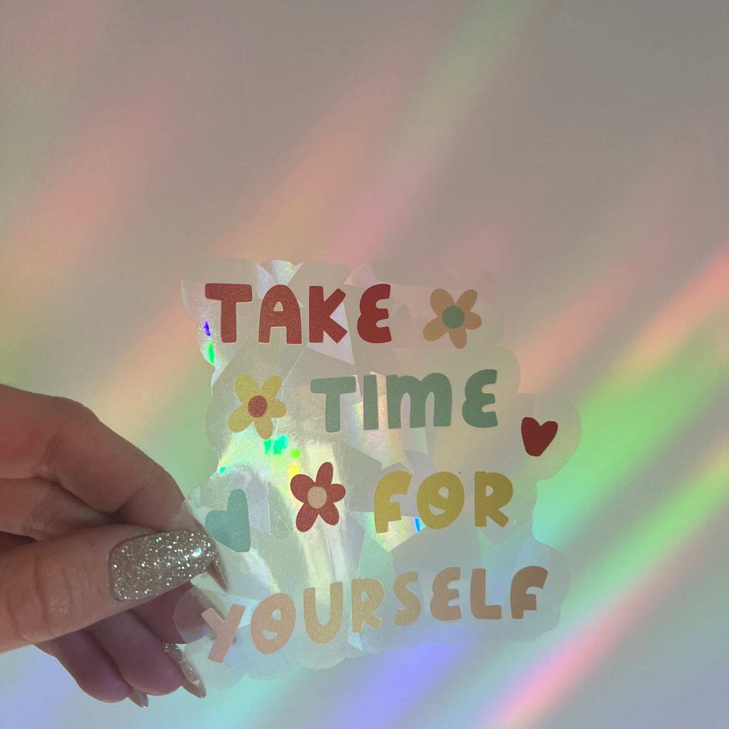 Take Time for Yourself Suncatcher Rainbow Window Decal