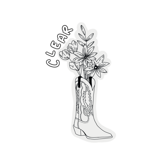 Wildflower Cowboy Boot Bouquet Waterproof Vinyl Sticker(s)