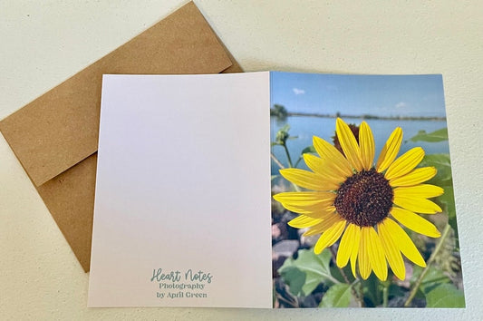 Windy Sunflower Photography Greeting Card With Kraft Envelope
