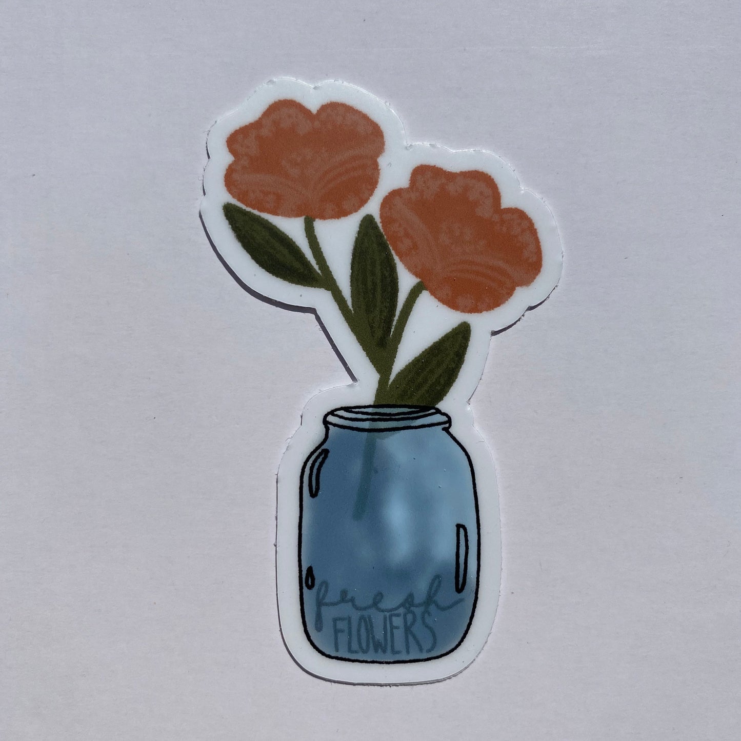 Mason Jar Orange Flower Waterproof Vinyl Sticker