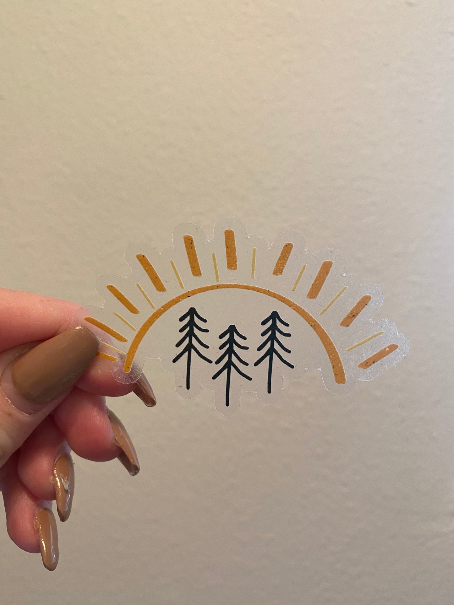 CLEAR Pine Tree Sun Waterproof Vinyl Sticker