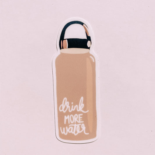 Drink More Water Pink Waterbottle Waterproof Vinyl Sticker