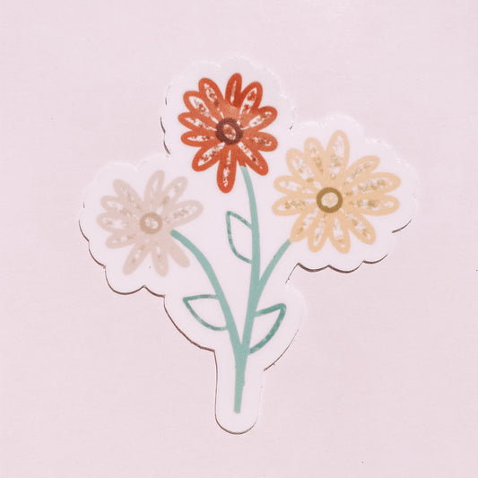 Pink Red Yellow Flower Bunch Waterproof Vinyl Sticker