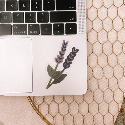 CLEAR Lavender Floral Waterproof Vinyl Sticker