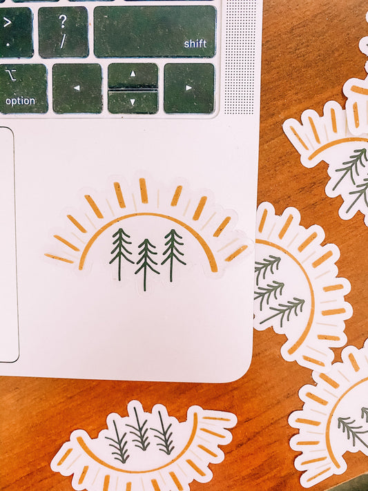 CLEAR Pine Tree Sun Waterproof Vinyl Sticker