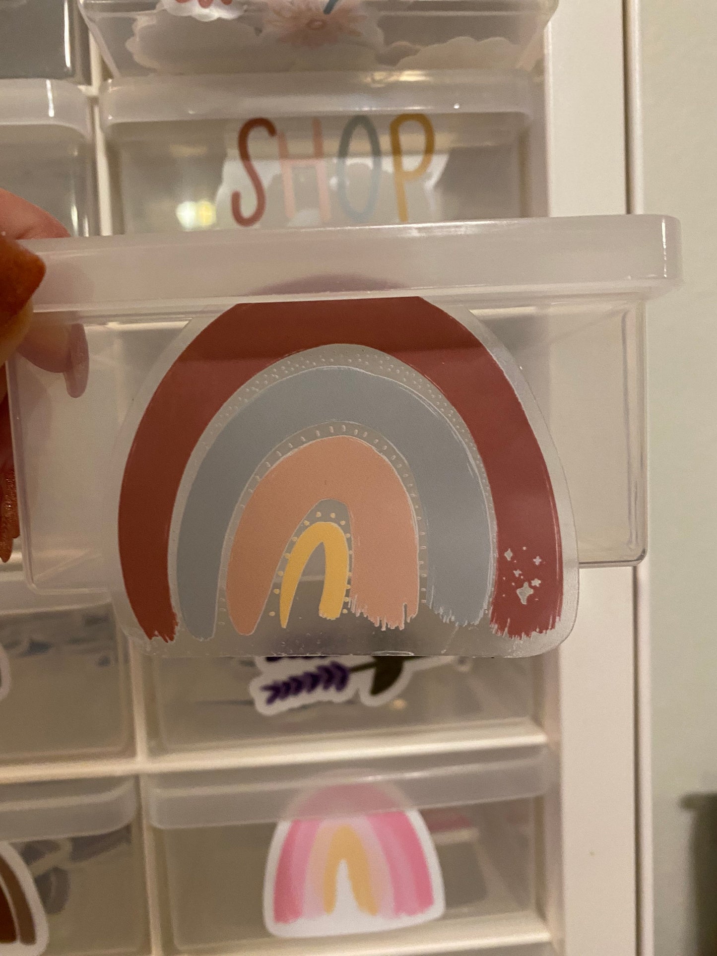 CLEAR Signature Rainbow Watercolor Vinyl Sticker