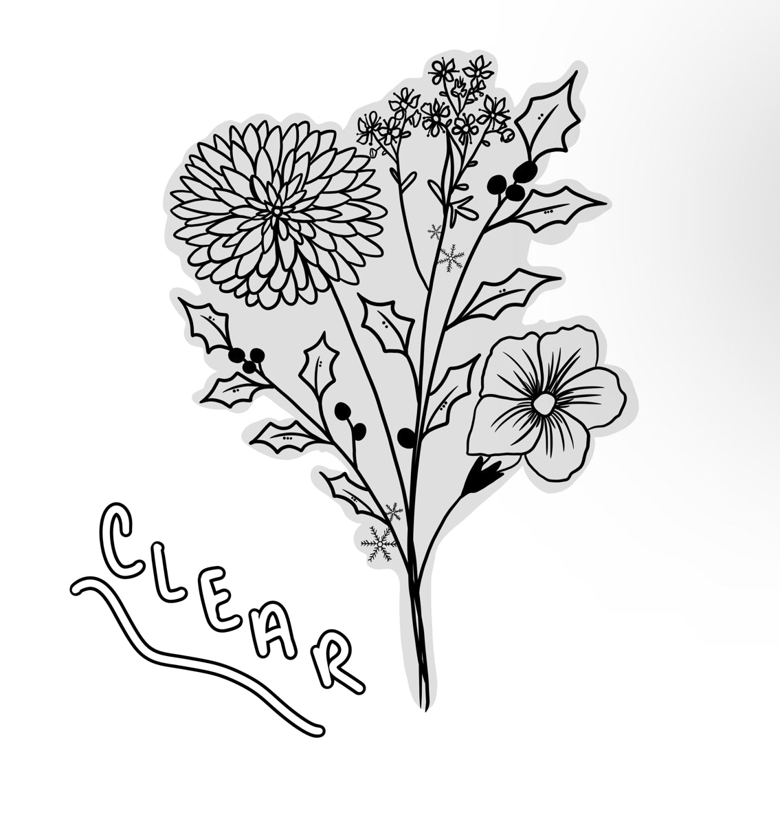 CLEAR Winter Bouquet Waterproof Vinyl Sticker