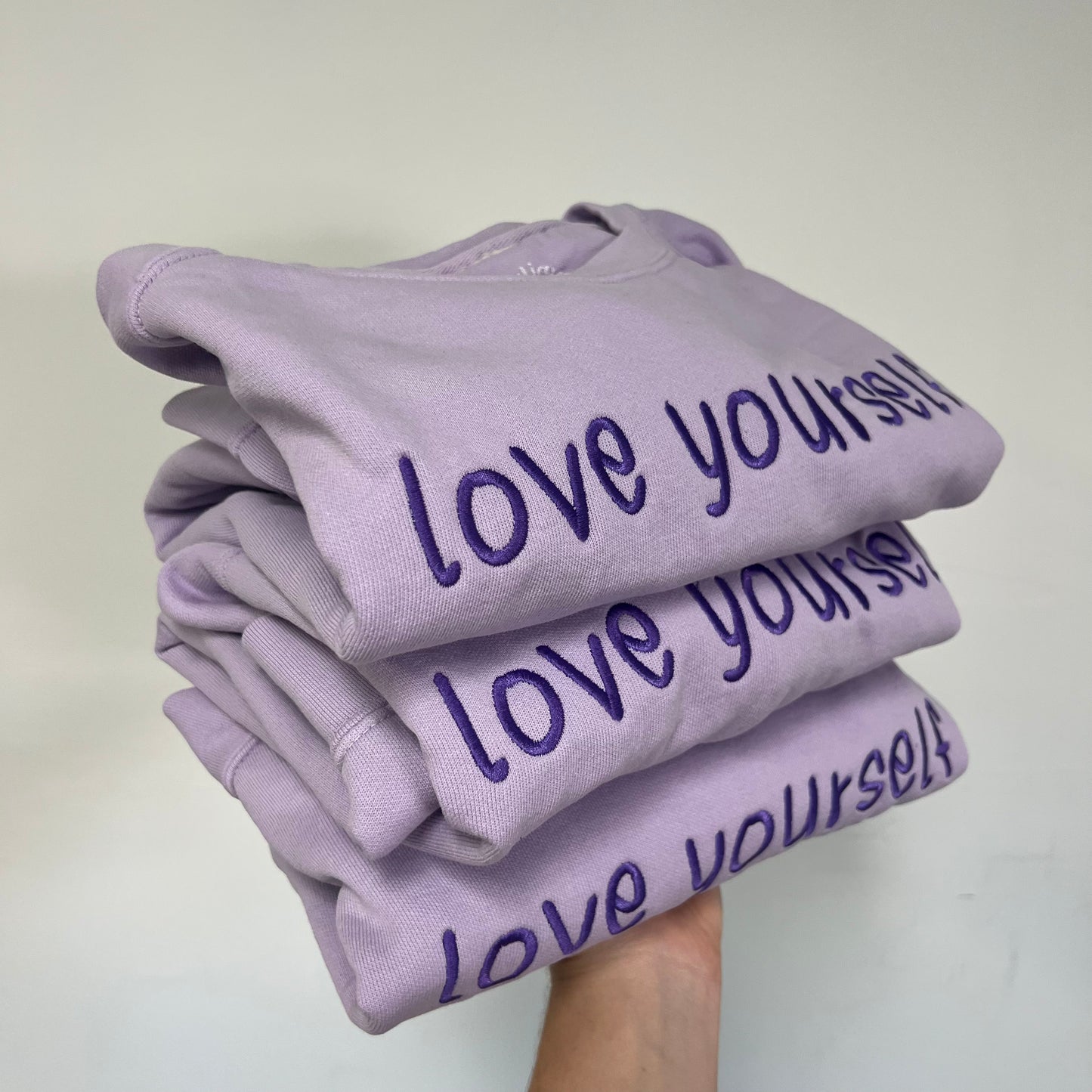 Purple Love Yourself Comfort Luxe Monochromatic Embroidered Crewneck Sweatshirt
