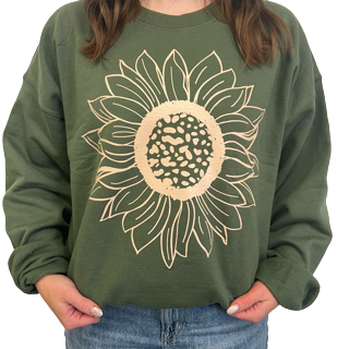Green Sunflower Crewneck Sweatshirt