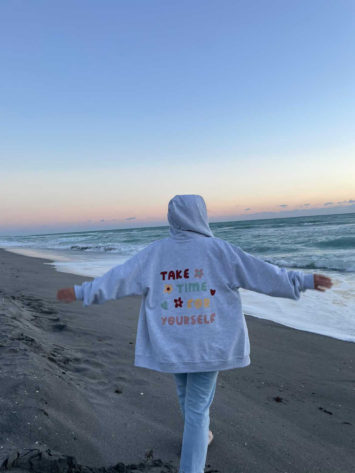 Take Time For Yourself Grey Zip Up Hoodies