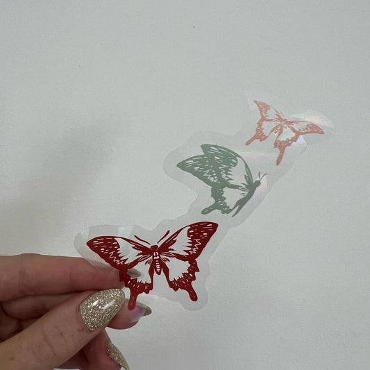 Colorful Butterflies In Flight Sun Catcher Rainbow Window Decal